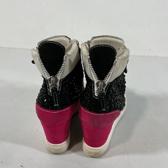 Women’s Giuseppe Zanotti Black/Pink Colorblock Wedge Sneakers Shoes Size 38 - Picture 2 of 6